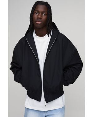 BoohooMAN Extreme Oversized Twill Hooded Jacket - Black