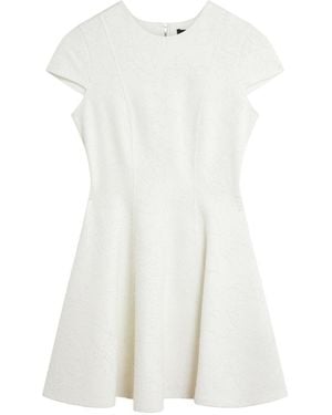 Ted Baker Codaa Embroidered Ponte Mini Ivory Skater Dress - White