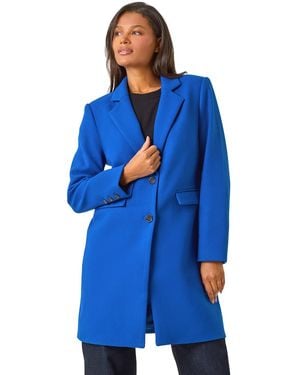 Roman Tailored Single Breasted Coat - Blue