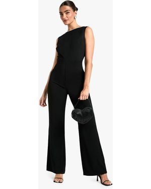 Boohoo Diamante Trim Low Back Jumpsuit - Black