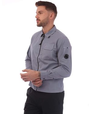 C.P. Company Overhemd Organic Gabardine Full-zip In Lavendel - Grijs