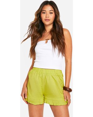 Boohoo Tiered Linen Look Flippy Short - White