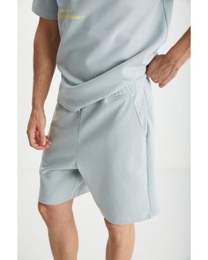Grimelange Mid Waist Straight Leg Sweat Shorts - Blue