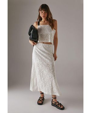 Warehouse Tablecloth Crochet Column Maxi Skirt - White