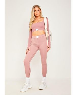 Missy Empire Missy Empire Sport Tab Logo Thick Gym Leggings - Pink