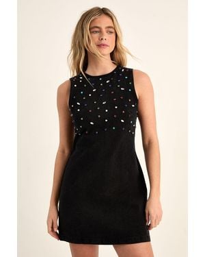 Nasty Gal Jewel Embellished High Neck Mini Dress - Black