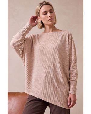 Roman Asymmetric Hem Stretch Top - Pink