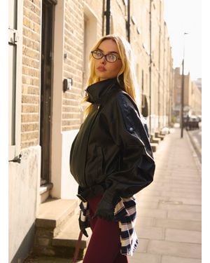 Pink Vanilla Oversized Pu Leather Jacket - Natural