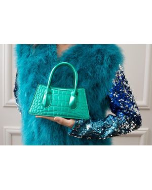 SVNX Faux Croc Mini Cross Body Bag - Blue