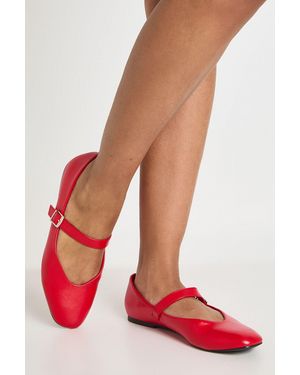 Boohoo Mary Jane Ballet Flats - Red
