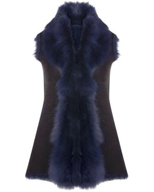 Infinity Leather Toscana Sheepskin Long Gilet-Sorocaba - Blue