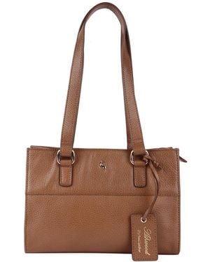 Ashwood Leather 'Glamour' Real Shoulder Handbag - Brown