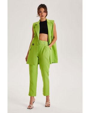 Urban Bliss Lime Belted Trousers - Green