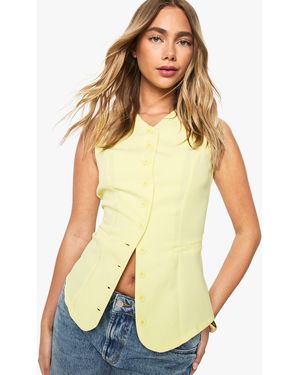 Boohoo High Neck Button Waistcoat - Yellow