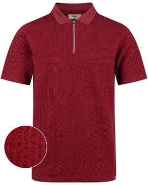 Luke 1977 Waffle On Jacquard Textured Zip Polo