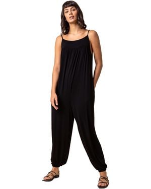 Roman Strappy Full Length Jersey Jumpsuit - Black