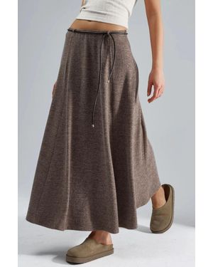 Busem Textured Maxi Skirt With Tie Detail - Brown