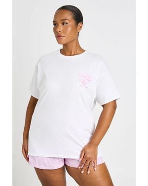 Boohoo Plus Capri Printed T Shirt - White