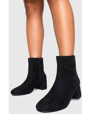 Boohoo Wide Fit Faux Suede Block Heel Ankle Boots - Black