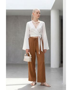 My Fashion Elastic Waist Straight Leg Trousers - Grey