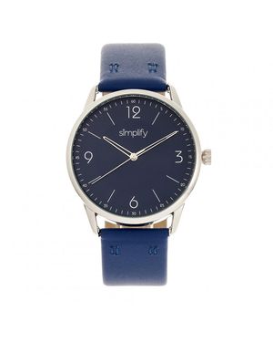 Simplify Vereenvoudig Het 6300 Horloge Met Leren Band - Blauw