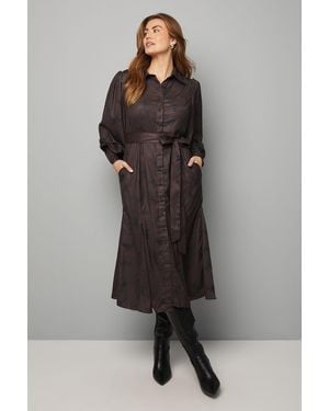 Wallis Printed Pleat Detail Shirt Dress - Grey