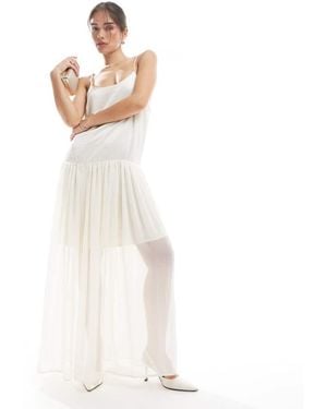 Object Tulle Maxi Slip Dress - White