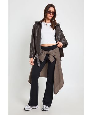 Boohoo Interlock High Waist Flare Trouser - Black