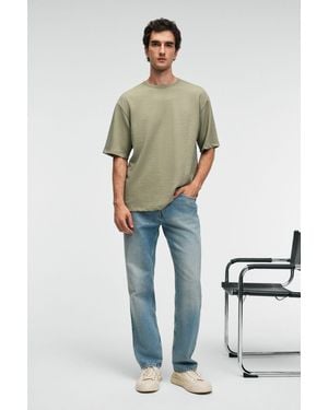 Grimelange Ribbed Textured Crew Neck T-Shirt - Multicolour