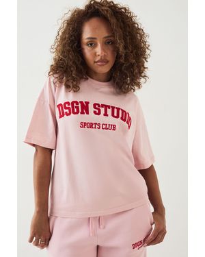 DSGN Studio Applique Embroidery Oversized Tee - Pink