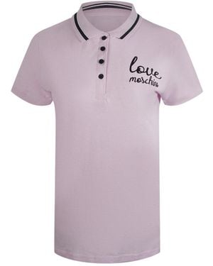 Moschino Love Signature Logo Polo Shirt Cotton - Purple