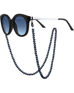 Ateliers Saint Germain Row Of Pearls Glasses Holder -Real Cultured Freshwater Semi Round-Round 5-6 Mm - Blue