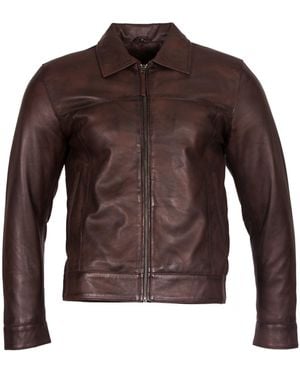 Infinity Leather Retro Nappa Biker Jacket - Brown