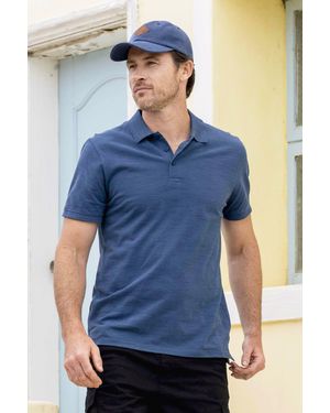 Mountain Warehouse 'Dawnay Pique' Slub Textured Polo Shirt Comfy Casual T-Shirt Cotton - Blue