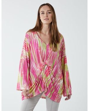 Blue Vanilla Twist Front Abstract Long Sleeve Top - Pink