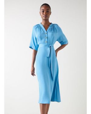 LK Bennett Dr Amber Satin Belt Dress - Blue
