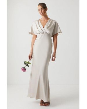 Coast Batwing Sleeve Satin Fishtail Maxi Dress - White