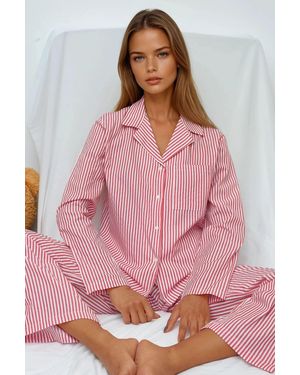 Hiccup Striped Cotton Pyjama Set - Pink