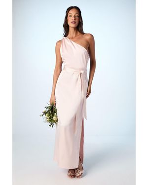 Oasis One Shoulder Satin Maxi Bridesmaid Dress - White