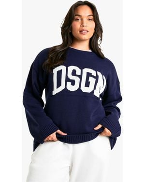 DSGN Studio Plus Crew Neck Knitted Jumper - Blue