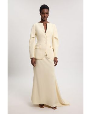 Karen Millen Compact Strech Waterfall Maxi Skirt - Natural