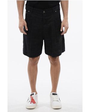 Off-White c/o Virgil Abloh Embroidered Linen Shorts 90Slogo - Black