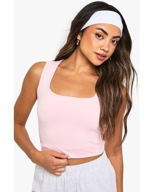 Boohoo Soft Slinky Square Neck Vest Top - Pink