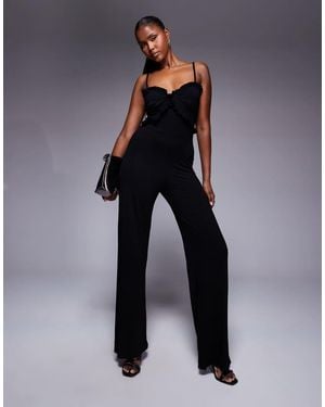 ASOS Cami Strap With Ruffles Wide Leg Jumpsuit - Blue