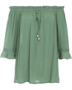 Quiz Khaki Textured Bardot Top - Green