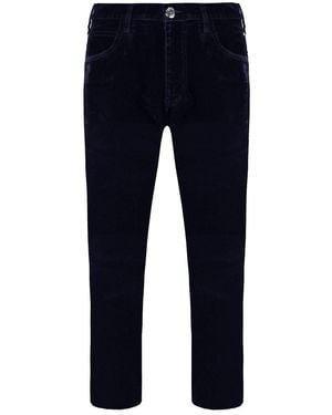 Armani Emporio J85 Regular Fit Velvet Trousers - Blue