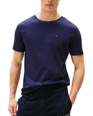 Tommy Hilfiger T Shirts Crew Neck Short Sleeve Summer New Cotton Top Tee - Blue