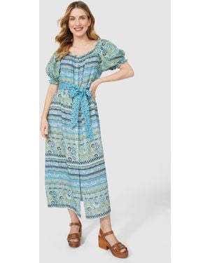 Mantaray Floral Paisley Mix & Match Print Dress - Blue