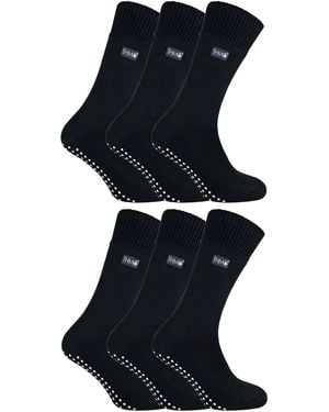 THMO 6 Pairs Thermal Indoor Slipper Socks With Grips - Blue