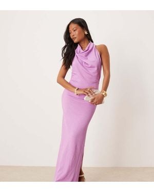 Vila Textured Cowl Neck Low Back Maxi Dress